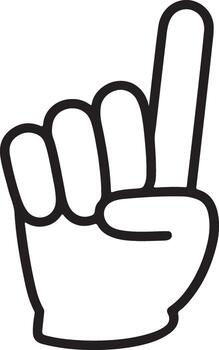 Raised index finger hand gesture emphasizing a number one symbol vector