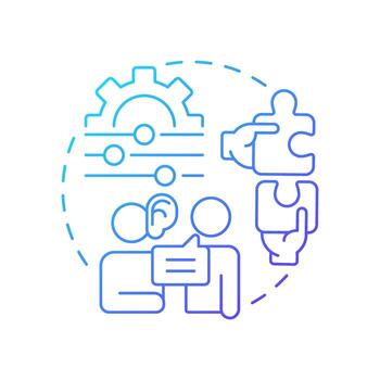 Adjustment blue gradient concept icon. Active listening, empathy. Social interaction, behavior. Round shape line illustration. Abstract idea. Graphic design. Easy to use in booklet, blog post vector