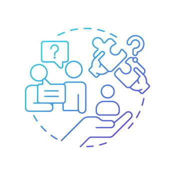 Open-ended questions blue gradient concept icon. Conversation, dialogue. Social communication. Round shape line illustration. Abstract idea. Graphic design. Easy to use in booklet, blog post vector