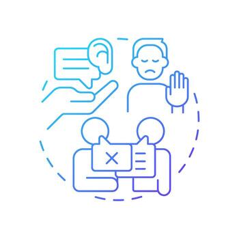 Avoid interrupting blue gradient concept icon. Arguing misunderstanding. Social communication. Round shape line illustration. Abstract idea. Graphic design. Easy to use in booklet, blog post vector