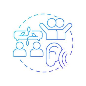 Encourages openness blue gradient concept icon. Social relationships, networking. Conversation, dialogue. Round shape line illustration. Abstract idea. Graphic design. Easy to use in booklet vector