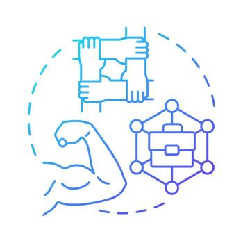 formar coalición azul degradado concepto icono. edificio influyente grupo. kotter cambio administración modelo. redondo forma línea ilustración. resumen idea. gráfico diseño. fácil a utilizar en presentación vector