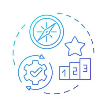 construir en cambio azul degradado concepto icono. continuo mejora. kotter cambio administración modelo. redondo forma línea ilustración. resumen idea. gráfico diseño. fácil a utilizar en presentación vector