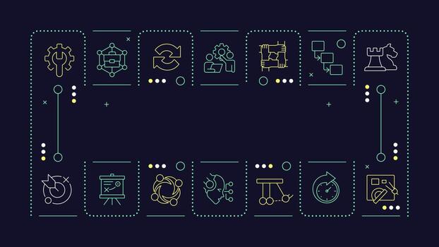 Change management dark word concept. Innovations in organization workflow. Business strategy. Horizontal image. Headline text surrounded by editable outline icons vector