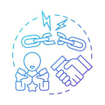 Luck of trust in leadership blue gradient concept icon. Organization management problems. Barrier to change. Round shape line illustration. Abstract idea. Graphic design. Easy to use in presentation vector