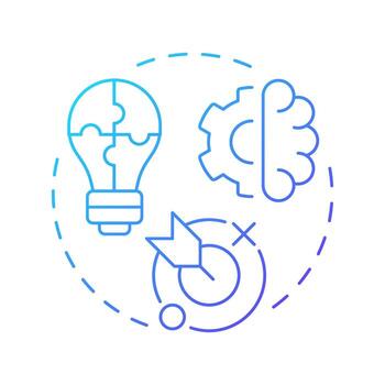 Thinking skills blue gradient concept icon. Mental ability to analyze and create ideas. Life competencies. Round shape line illustration. Abstract idea. Graphic design. Easy to use in article vector