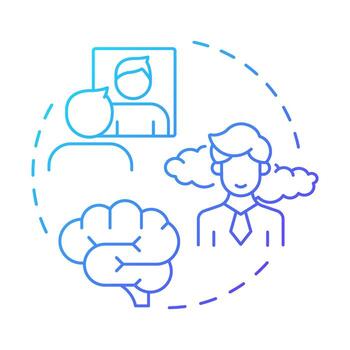 Self awareness blue gradient concept icon. Recognize mental state changes. Emotional regulation skills. Round shape line illustration. Abstract idea. Graphic design. Easy to use in article vector