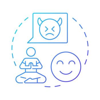Anger management blue gradient concept icon. Coping with stress. Emotional and self regulation skills. Round shape line illustration. Abstract idea. Graphic design. Easy to use in article vector