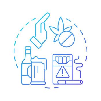 Substance use management blue gradient concept icon. Maintain healthier lifestyles. Addiction. Life skill. Round shape line illustration. Abstract idea. Graphic design. Easy to use in article vector