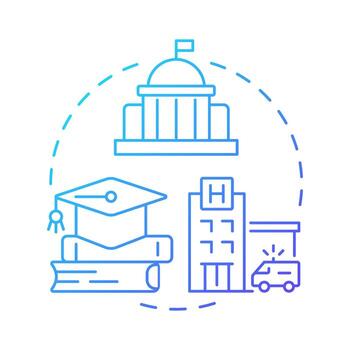 Community resource use blue gradient concept icon. Visiting public facilities. Services for citizens. Life skill. Round shape line illustration. Abstract idea. Graphic design. Easy to use in article vector