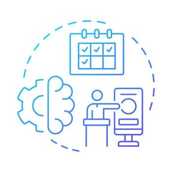 vida habilidades Talleres de trabajo azul degradado concepto icono. aprendizaje sesiones para personal desarrollo. yo educación. redondo forma línea ilustración. resumen idea. gráfico diseño. fácil a utilizar en artículo vector