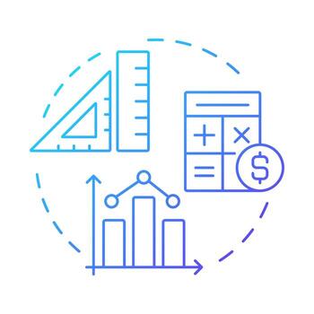 Numeracy skills blue gradient concept icon. Understand and work with numbers everyday. Life competencies. Round shape line illustration. Abstract idea. Graphic design. Easy to use in article vector