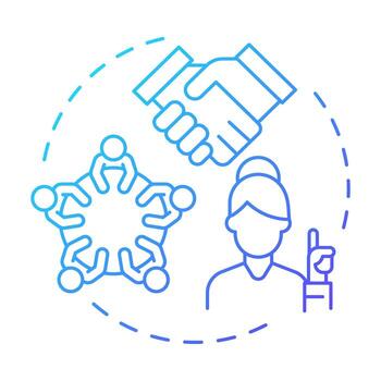 Soft skills training blue gradient concept icon. Strategy to improve life competencies. Self management. Round shape line illustration. Abstract idea. Graphic design. Easy to use in article vector