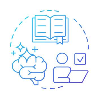 Self study and practice blue gradient concept icon. Learning and improving skills. Life competencies development. Round shape line illustration. Abstract idea. Graphic design. Easy to use in article vector