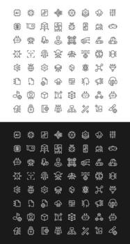 Production automation line ui icons set for light and dark mode. Modern technology, network. Cyber security. outline symbols iconography. User interface elements linear, pixel perfect vector