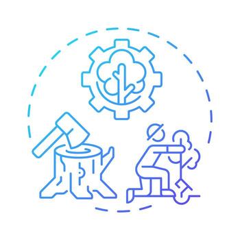 Forest management blue gradient concept icon. Tree planting, illegal logging. Ecosystem preservation. Round shape line illustration. Abstract idea. Graphic design. Easy to use in brochure, booklet vector