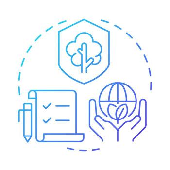 Forest regulation blue gradient concept icon. Ecology preservation, environment protection. Round shape line illustration. Abstract idea. Graphic design. Easy to use in brochure, booklet vector