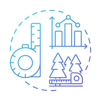 Forest inventory blue gradient concept icon. Ecosystem growth, control. Reforestation, sustainability. Round shape line illustration. Abstract idea. Graphic design. Easy to use in brochure, booklet vector