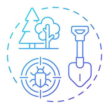 silvicultura azul degradado concepto icono. parásito control. árbol plantando, ecosistema crecimiento. redondo forma línea ilustración. resumen idea. gráfico diseño. fácil a utilizar en folleto, folleto vector