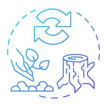 Reforestation blue gradient concept icon. Tree growing, regenerative agriculture. Ecology preservation. Round shape line illustration. Abstract idea. Graphic design. Easy to use in brochure, booklet vector