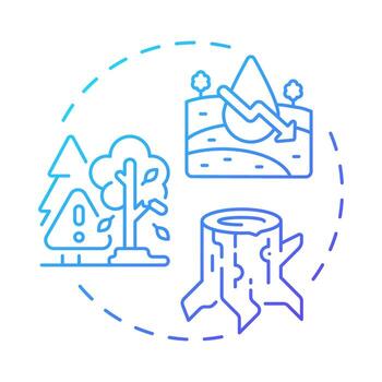 Forest degradation blue gradient concept icon. Water pollution, deforestation. Climate change, illegal logging. Round shape line illustration. Abstract idea. Graphic design. Easy to use in booklet vector