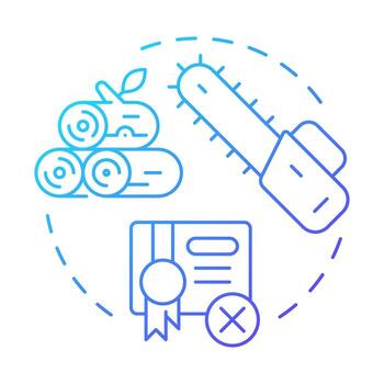 Illegal logging blue gradient concept icon. License decline. Timbering industry, deforestation. Round shape line illustration. Abstract idea. Graphic design. Easy to use in brochure, booklet vector