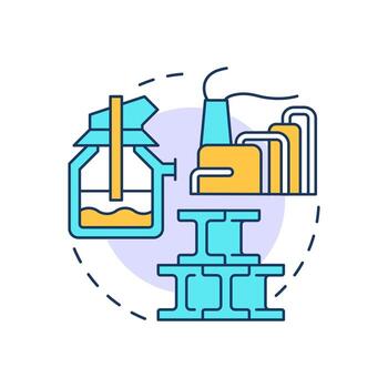 Basic oxygen furnace multi color concept icon. Reduce carbon content and remove impurities. Steel manufacturing process. Round shape line illustration. Abstract idea. Graphic design. Easy to use in vector