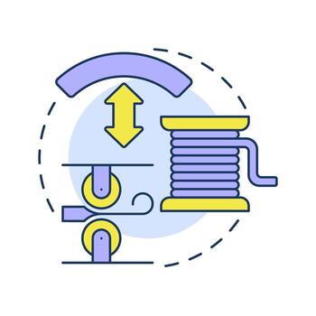 Ductility multi color concept icon. Ability to stretch, bend and deform without breaking. Property of metal. Steelmaking. Round shape line illustration. Abstract idea. Graphic design. Easy to use in vector