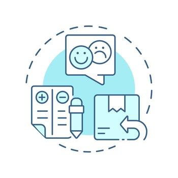 Post-purchase behavior soft blue concept icon. Customer experience, balance sheet. Round shape line illustration. Abstract idea. Graphic design. Easy to use in infographic, article vector