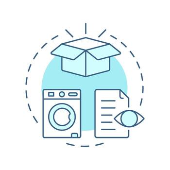 Dissonance-reducing behavior soft blue concept icon. Customer satisfaction, product features. Round shape line illustration. Abstract idea. Graphic design. Easy to use in infographic, article vector