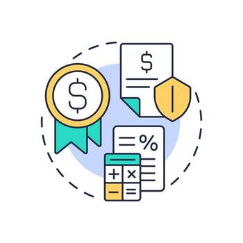 Financial instruments multi color concept icon. Risk assessment, fee calculation. Round shape line illustration. Abstract idea. Graphic design. Easy to use in infographic, presentation vector