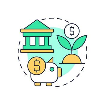 ahorros movilización multi color concepto icono. dinero árbol. financiero instituciones redondo forma línea ilustración. resumen idea. gráfico diseño. fácil a utilizar en infografía, presentación vector