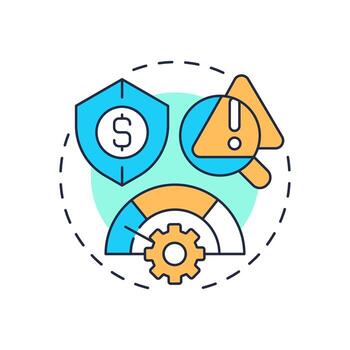 Risk management multi color concept icon. Financial security. Business protection, insurance shield. Round shape line illustration. Abstract idea. Graphic design. Easy to use in infographic vector