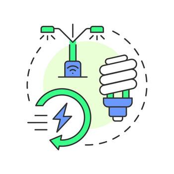 Networked streetlights multi color concept icon. Energy efficient lighting. Smart city infrastructure and services. Round shape line illustration. Abstract idea. Graphic design. Easy to use in booklet vector