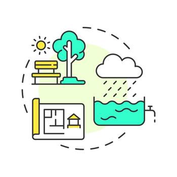 Green infrastructure multi color concept icon. Areas on nature inside city. Sustainable urban development. Round shape line illustration. Abstract idea. Graphic design. Easy to use in booklet vector