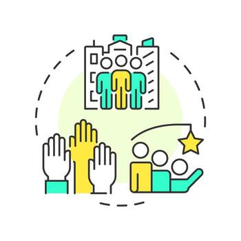 Citizen engagement multi color concept icon. Involving residents in decision making. Sustainable urban development. Round shape line illustration. Abstract idea. Graphic design. Easy to use in booklet vector