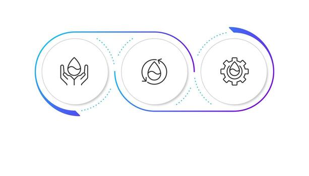 agua fuentes administración infografía azul degradado Lima círculos aguas residuales tratamiento tecnología. editable Delgado línea íconos diagrama proceso con 3 pasos vector