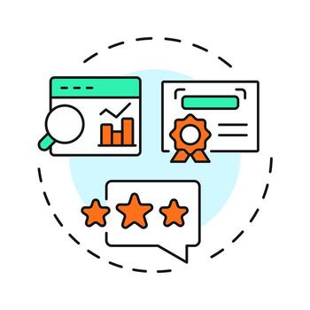 Credibility multi color concept icon. Build trust and secure contracts. Benefit of LLC. Business development. Round shape line illustration. Abstract idea. Graphic design. Easy to use in infographic vector