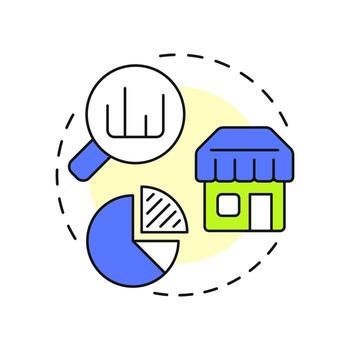 Market and competitor analysis multi color concept icon. Researching trends. Key stage of business plan. Round shape line illustration. Abstract idea. Graphic design. Easy to use in infographic vector