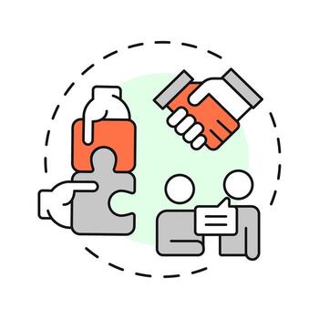 Partnership multi color concept icon. Company owned by few people sharing profits. Business structure. Round shape line illustration. Abstract idea. Graphic design. Easy to use in infographic vector