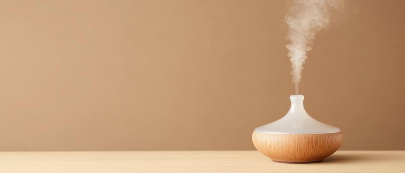 Aroma diffuser emits soft mist creating a serene atmosphere for ultimate relaxation and wellness. photo