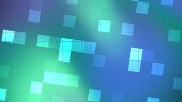 abstrato fundo com brilhando quadrados dentro azul e verde tons. video