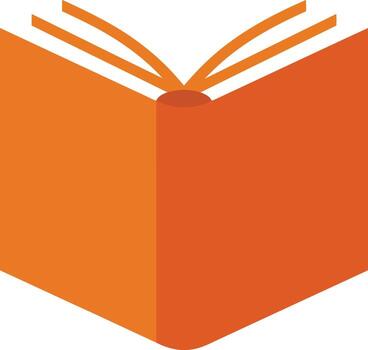 Orange open book isolated on white background for reading and education vector