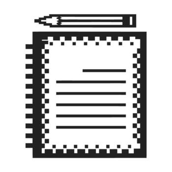 Spiral notebook and pencil icon black and white minimalist notepad, lined paper and writing utensil for notes and organization vector