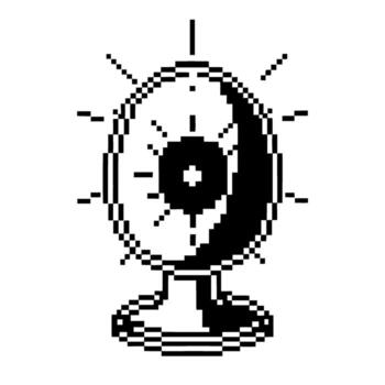 Retro pixel webcam icon with lens and rays, minimalist digital illustration for technology and online communication themes vector