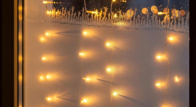 Blurred City Lights Seen Through a Frosted Glass Window at Night with Bokeh Effect photo