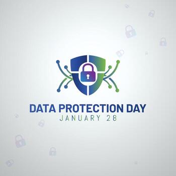 datos proteccion día proteger con candado y red nodos vector