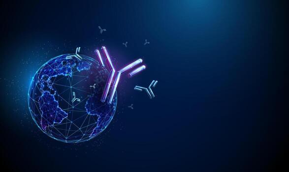 Digital globe with antibodies and network vector