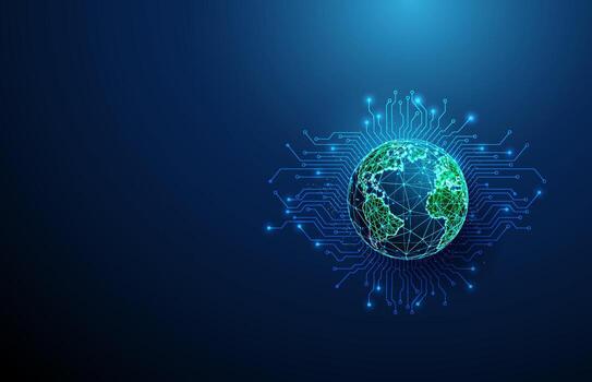 Digital globe with circuit patterns vector