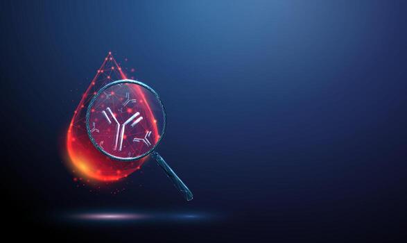 Magnifying glass over molecular structure vector